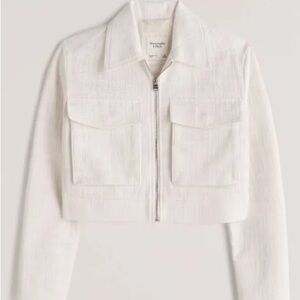 Abercrombie White Cropped Tweed Jacket